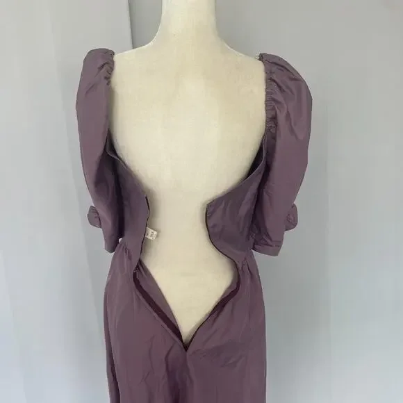 Vintage Maxi Dress Size 6 Purple Puff Sleeve A Line Princess Formal Prom 80s - Picture 10 of 16